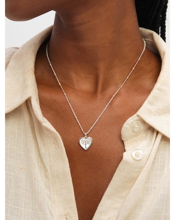 Inicio Sterling Silver Plated Mother of Pearl Tree Of Love Heart Set - Gift Box