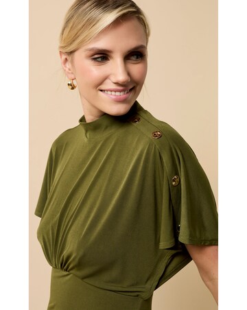 Little Mistress Khaki Button Detail Midaxi Dress