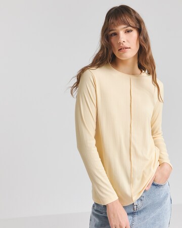 Simply Be Buttermilk Exposed Seam Rib Top