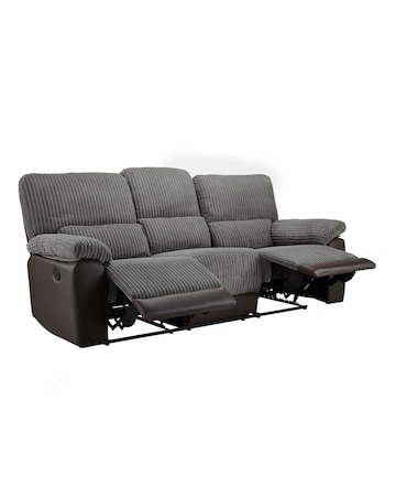 Harlow Fabric/Faux Leather Recliner 3 Seater Sofa