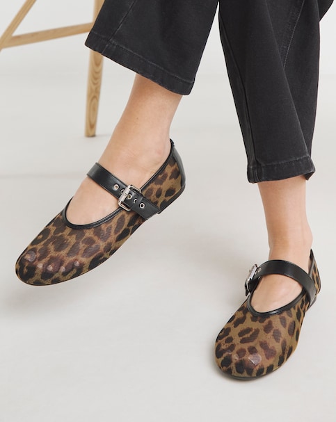 Mykonos Net Mesh Mary Jane Ballerinas - Extra Wide Fit (EEE)