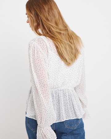 Simply Be Spot Print Sheer Tie Front Blouse