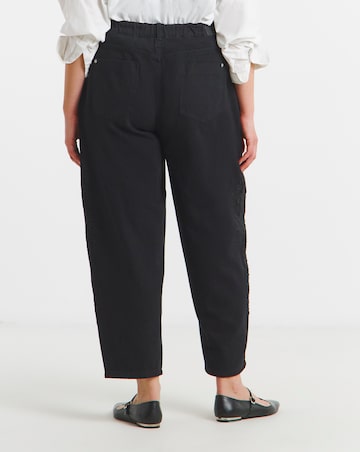 Simply Be Black Broderie Detail Barrel Leg Jeans