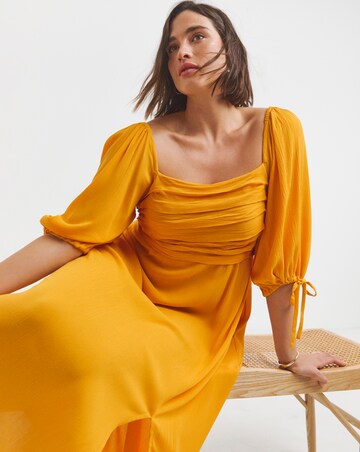 Simply Be Yellow Crinkle Soft Volume Midi Dress