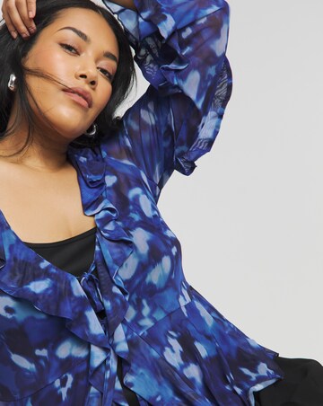 Joanna Hope Mesh Ruffle Blouse