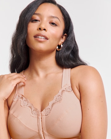 Pretty Secrets (2 Pack) Front Fastening Back Support Bras (B-DD) Blush/White