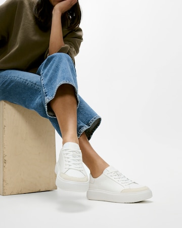 Fitflop Leather Blend Lace Up Trainers Urban White - Standard Fit (D)