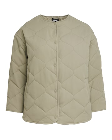 Simply Be Khaki Textured Quilted Round Collar Jacket