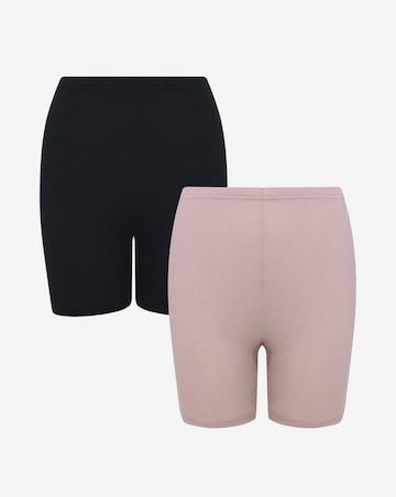 Pretty Secrets 2 Pack Cotton Comfort Shorts -Black/Almond