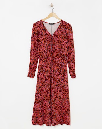 Soft Touch Zip Front Dress With Ruching