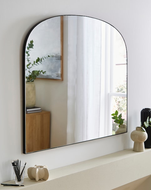 Black Arch Over Mantel Mirror