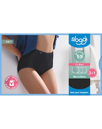 Sloggi (3 Pack) Microfibre Maxi Knickers Black