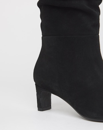 Anthology Artemis Ruched Suede Kitten Heel Boots - Wide Fit (E) & Curvy Calf