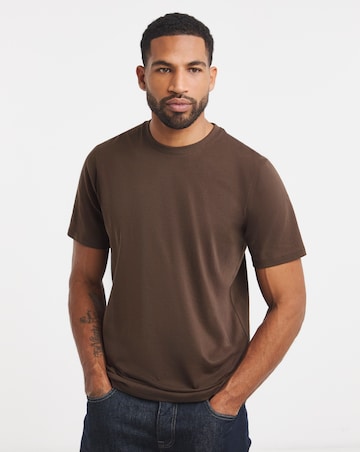 Pure Cotton Crew Neck T-Shirt Long - Brown