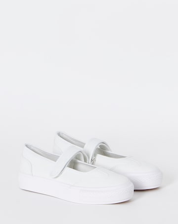 Andrea Mary Jane Canvas Plimsols - Wide Fit (E)