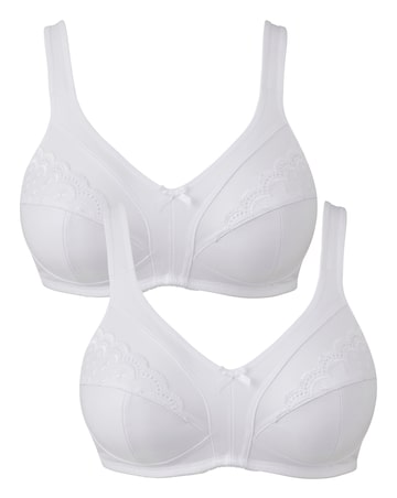 Pretty Secrets (2 Pack) Sally Minimiser Non Wired Bras (C-L) White/White
