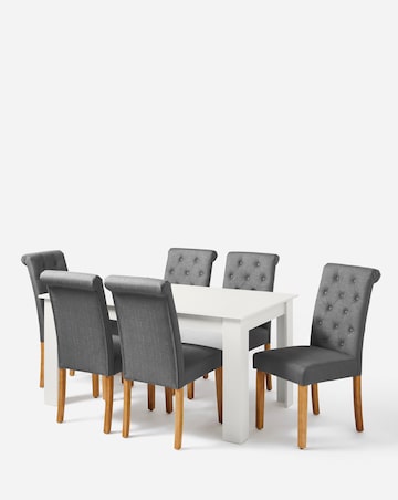 Dakota 6 Seater Dining Table with 6 Ava Button Back Chairs