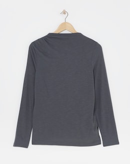 Anthology Pewter Drape Neck Long Sleeve Top