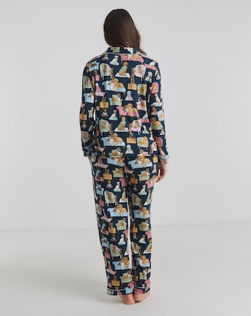 Chelsea Peers Jersey Lounging Dogs Print Pyjama Set