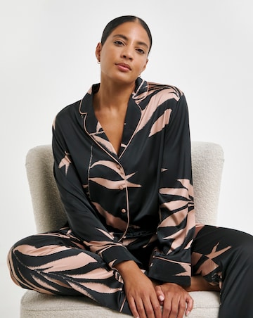 Figleaves Stretch Satin Button Through Pyjama Set
