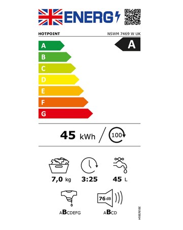 Hotpoint NSWM7469WUK, 7kg, 1400rpm, Washing Machine + Install - White