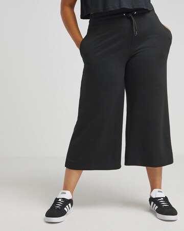 Black Cropped Wide Leg Joggers