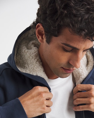 Borg Lined Full Zip Relaxed Hoodie