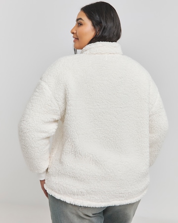Ecru Sherpa Zip Through Nylon Pocket Bomber