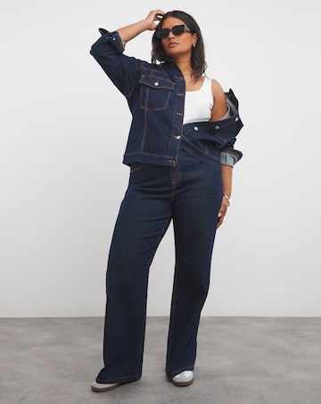 Indigo Contrast Stitch Wide Leg Jeans