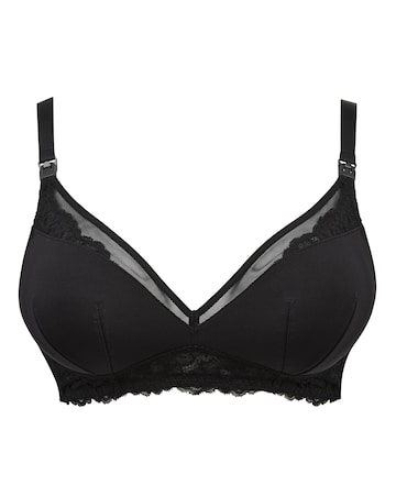 Figleaves Ella Mesh Insert Non Wired Nursing Bra D-H - Black