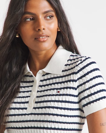 Tommy Hilfiger Cable Fine Knit Polo Sweatshirt