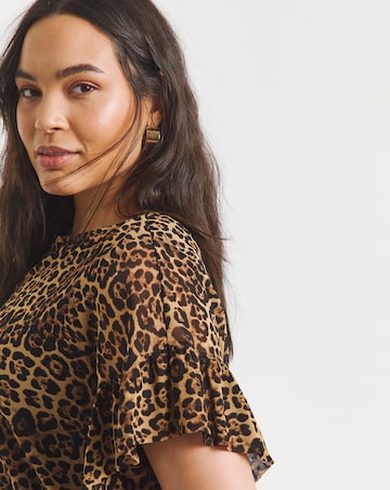 Simply Be Leopard Print Asymetric Top