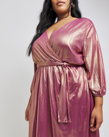 Lovedrobe Metallic Wrap Midi Dress
