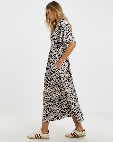 Leopard Supersoft Boat Neck Midi Dress