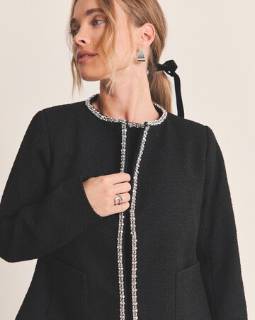 Simply Be Embellished Boucle Collarless Jacket