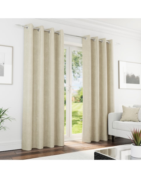 Knightsbridge Chenille Black Out Eyelet Curtains