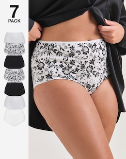 Pretty Secrets (7 Pack) Cotton Full Fit Knickers Mono Floral