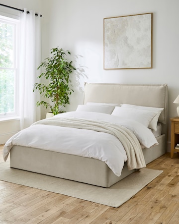 Naya Pillowback Fabric Ottoman Bed with 3 Layer Memory Foam Hybrid Mattress