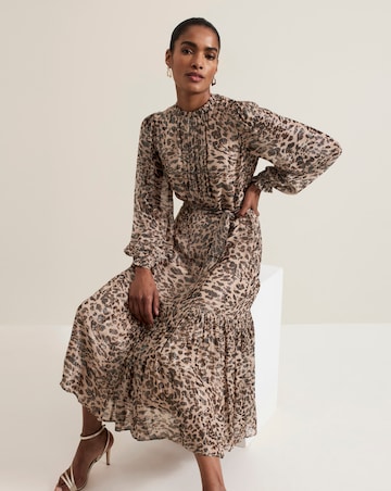Phase Eight Eve Leopard Fil Coupe Print Midi Dress