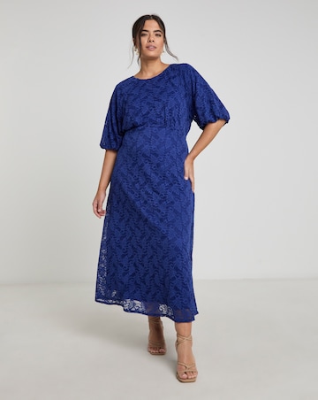 Joanna Hope Lace Dress With Puff Sleeves