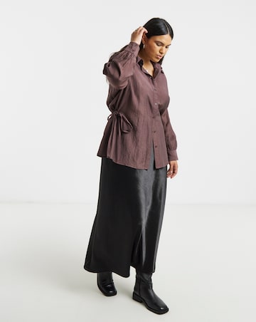 Drawstring Waist Oversized Shirt
