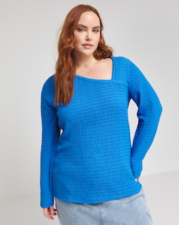 Simply Be Cobalt Asymmetric Textured Top