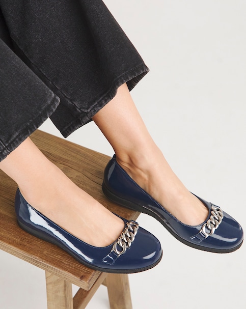 Heavenly Soles Marilyn Chain Trim Ballerina - Wide Fit (E)