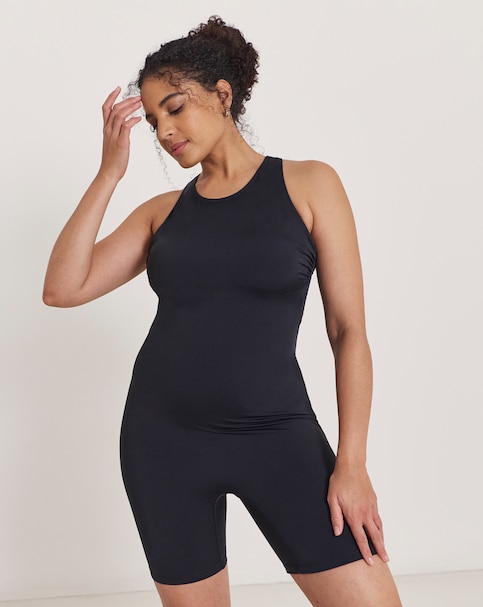 Sports Swim Legsuit High Neck Racer Back