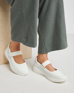 Heavenly Soles Gwen Touch and Close Bar Trainer - Extra Wide Fit (EEE)