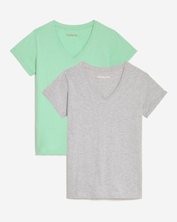 2 Pack Green & Grey V-Neck Tees