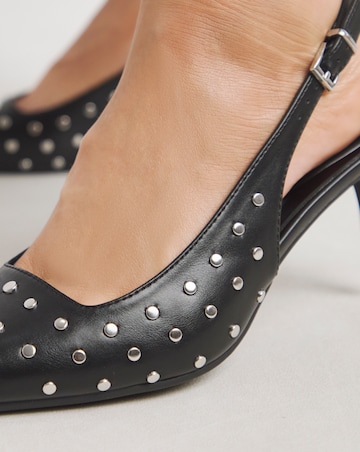 Melinda Studded Pointy Toe Slingback Shoes - Extra Wide Fit (EEE)