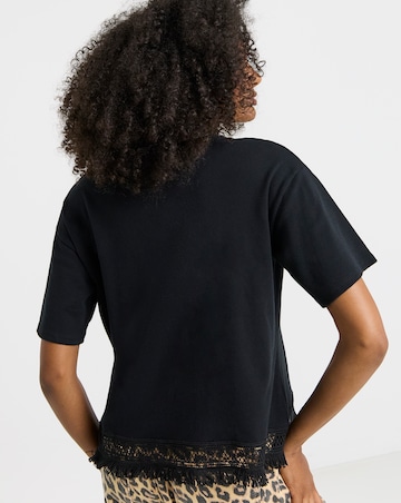 Simply Be Black Fringe Hem T-Shirt