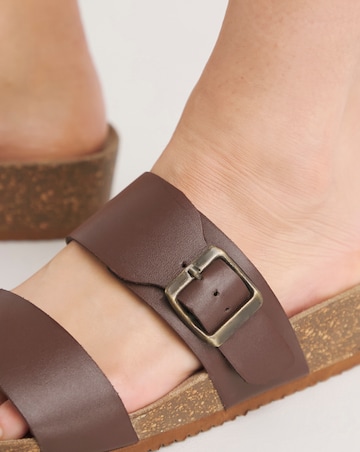 Lima Leather Buckle Footbed Mule - Wide Fit (E)