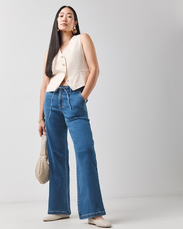 Mid Blue Cosy Wide Leg Jeans